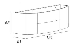 База под раковину Cezares с двумя выдвижными ящиками и двумя распашными створками, 54408 Rovere scuro Soft, 121x51